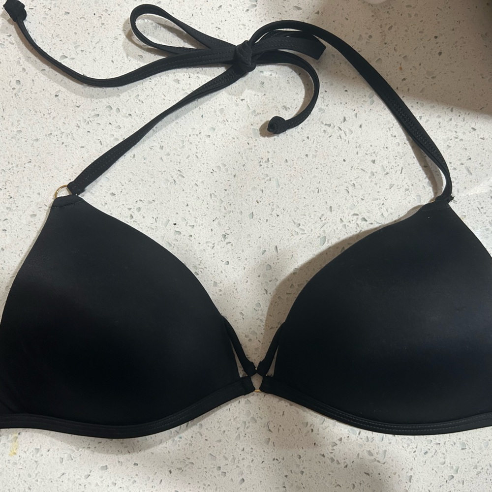 PINK Victoria's Secret Black and Multicolor Bikini Top size L bottom size Medium